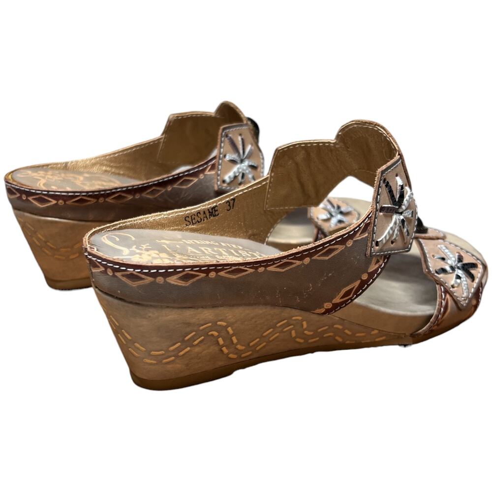 SPRING STEP L'Artiste Women's Size 37/US 6.5-7 Sesame Sandal Wedge Slide Comfort - Picture 5 of 14